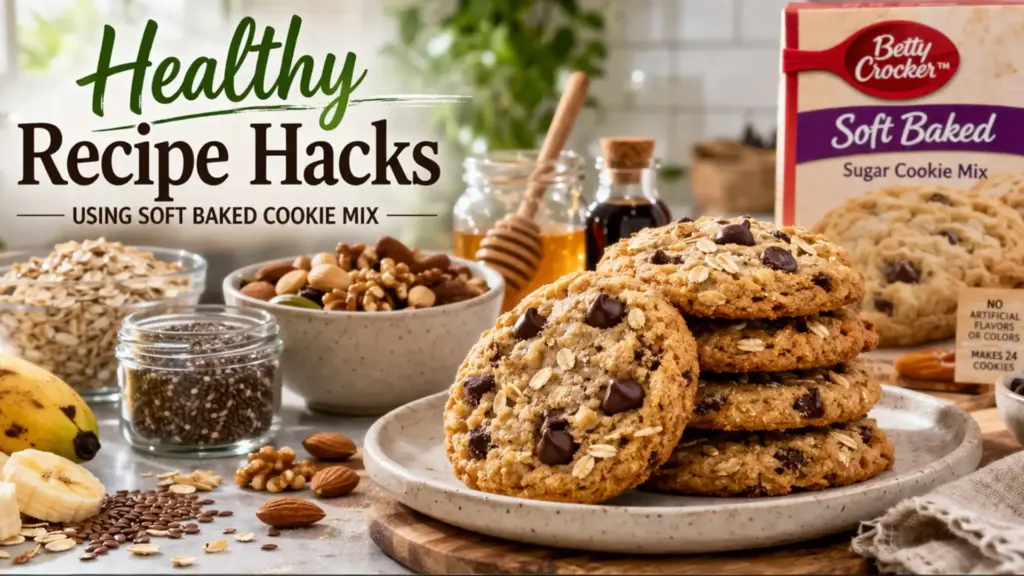 Healthy recipe hacks using soft baked cookie mix with oats, nuts, and dark chocolate chips for better baking results