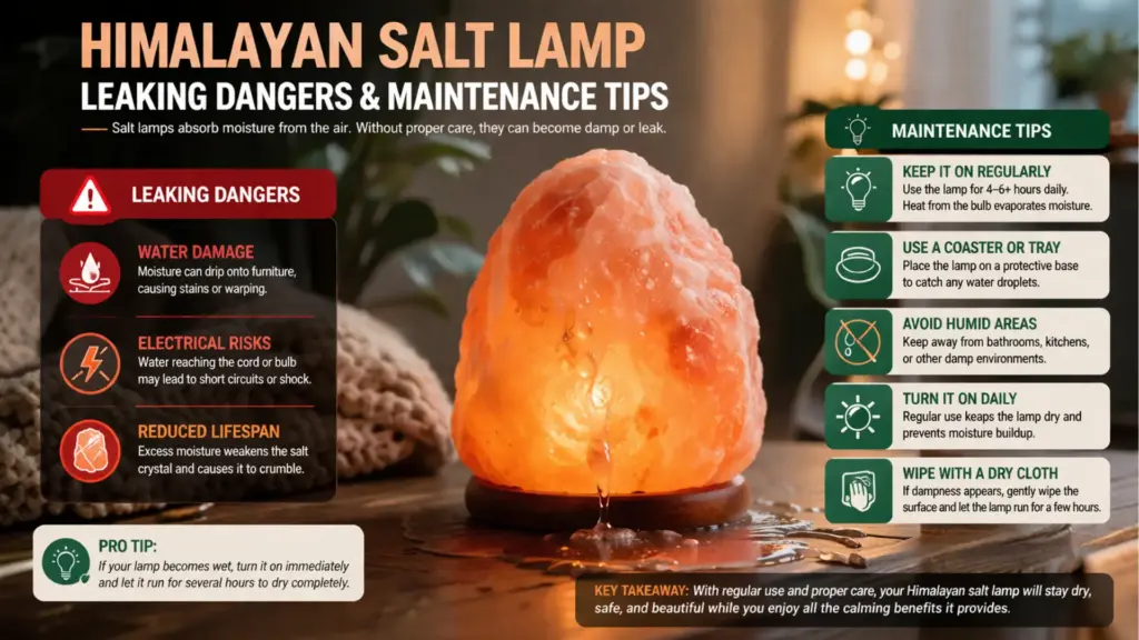 Himalayan salt lamp leaking dangers and maintenance tips for safe home use