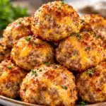 Ina Garten Sausage Balls Recipe golden crispy cheesy appetizer close up