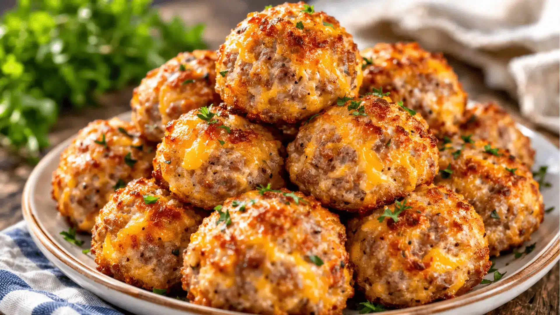 Ina Garten Sausage Balls Recipe golden crispy cheesy appetizer close up