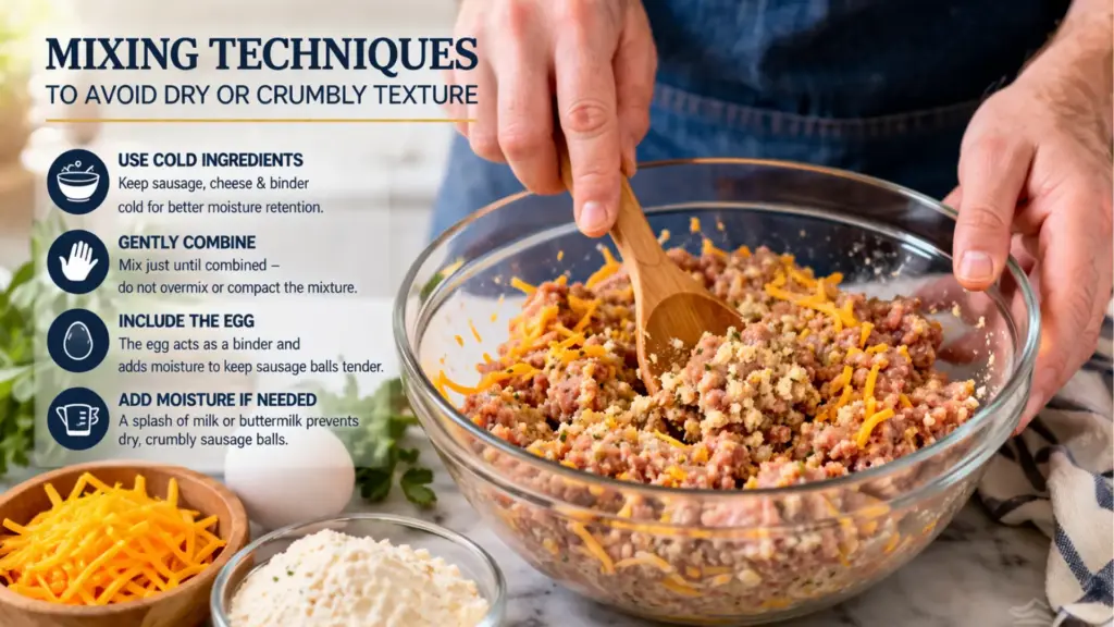 Ina Garten Sausage Balls Recipe mixing technique to avoid dry or crumbly texture